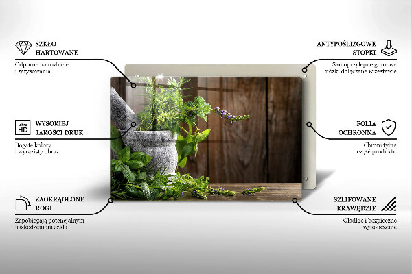 Tocător sticlă Ierburi verzi