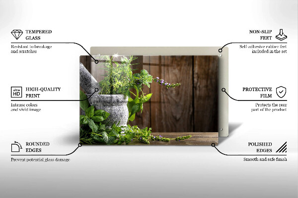 Tocător sticlă Ierburi verzi