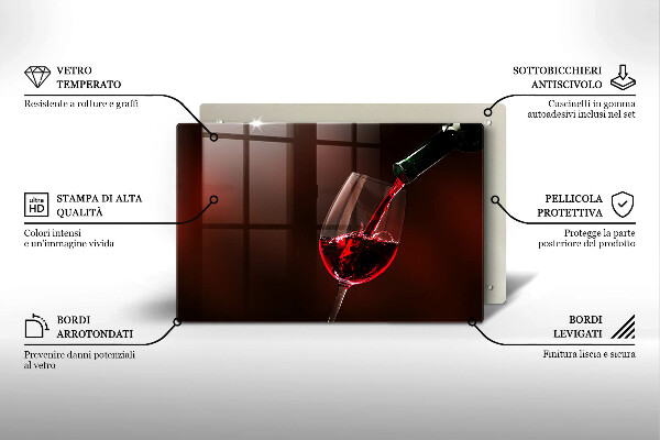 Tocător de bucătărie Un pahar de vin