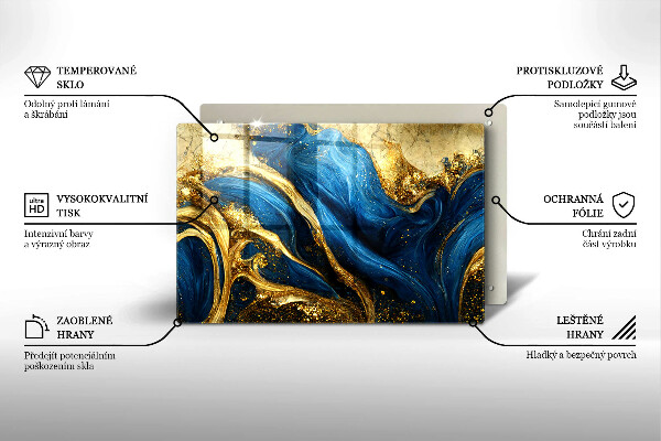 Tocător de bucătărie Marmură albastră și aurie