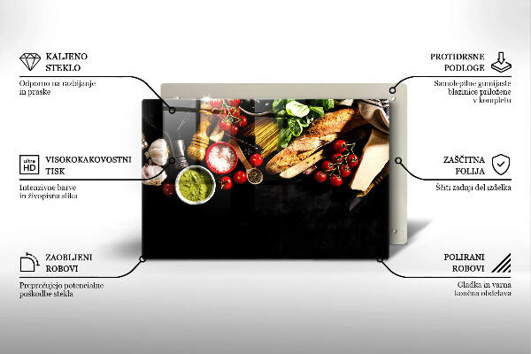 Tocător de bucătărie Ingrediente și condimente italiene