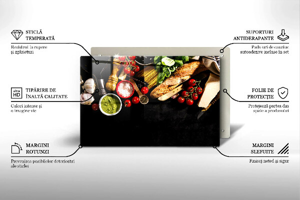 Tocător de bucătărie Ingrediente și condimente italiene