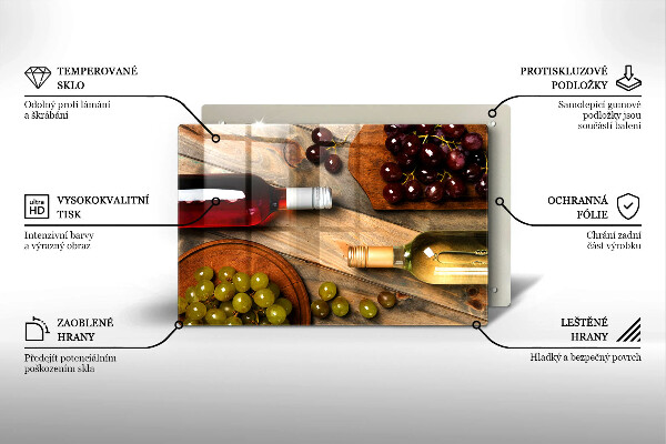 Tocător de bucătărie Sticle de vin și struguri