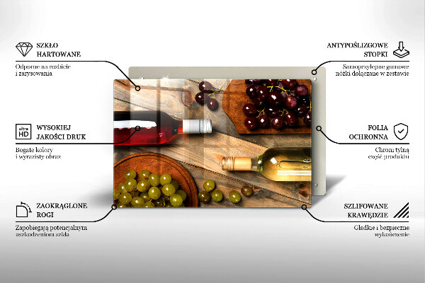 Tocător de bucătărie Sticle de vin și struguri