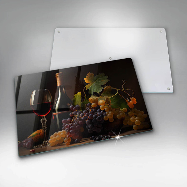Tocător de bucătărie Pahar de vin și struguri