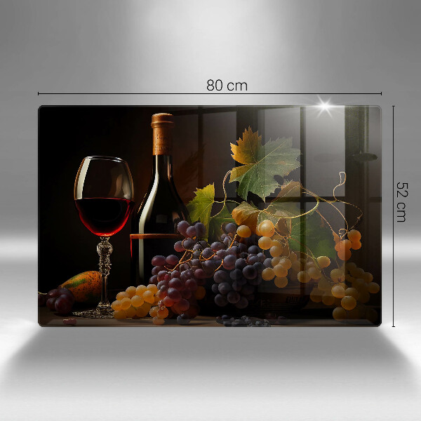 Tocător de bucătărie Pahar de vin și struguri