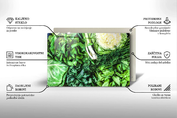 Tocător sticlă Legume verzi