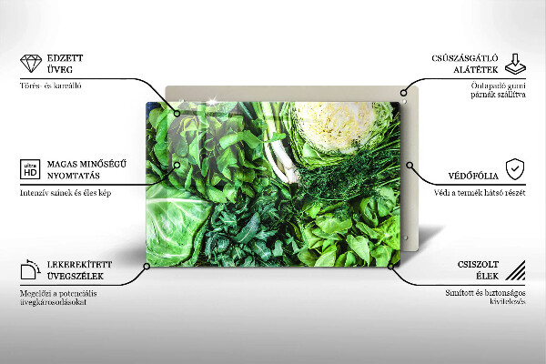 Tocător sticlă Legume verzi