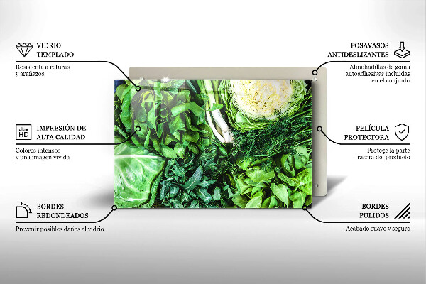 Tocător sticlă Legume verzi