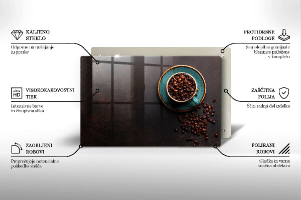 Tocător sticlă O ceașcă de cafea boabe