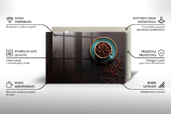 Tocător sticlă O ceașcă de cafea boabe