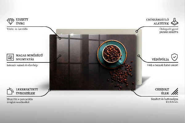 Tocător sticlă O ceașcă de cafea boabe