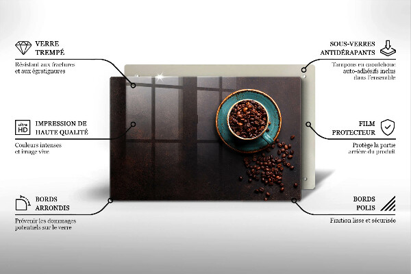 Tocător sticlă O ceașcă de cafea boabe