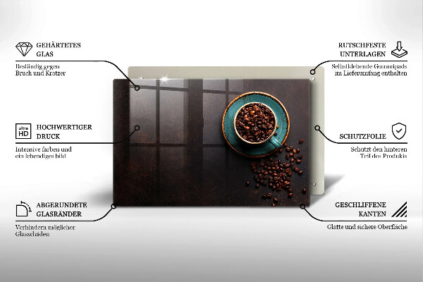 Tocător sticlă O ceașcă de cafea boabe