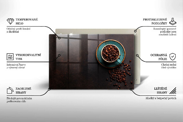 Tocător sticlă O ceașcă de cafea boabe