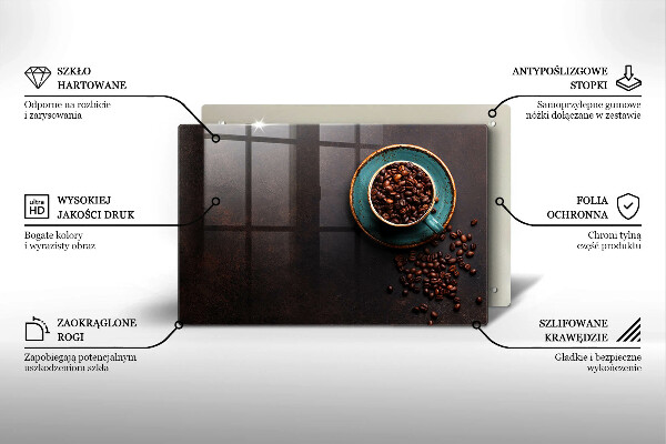 Tocător sticlă O ceașcă de cafea boabe