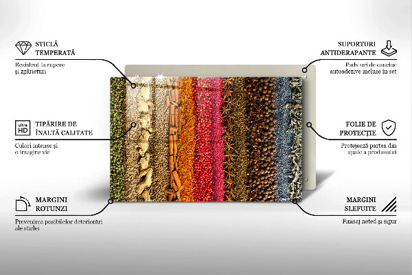 Tocător sticlă Condimente colorate