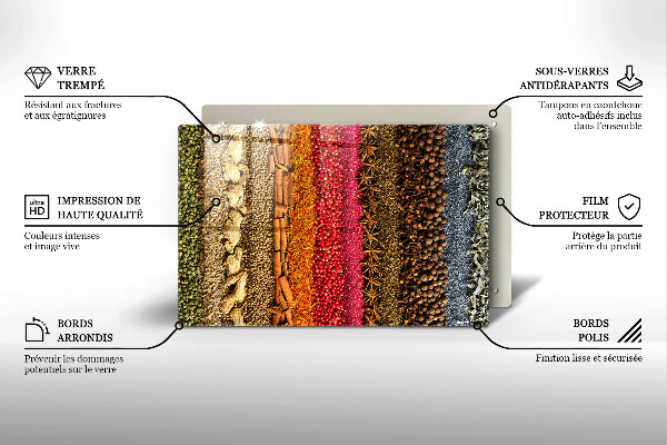 Tocător sticlă Condimente colorate