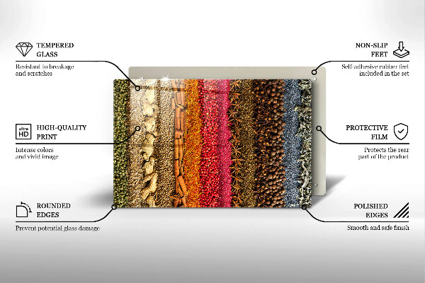 Tocător sticlă Condimente colorate