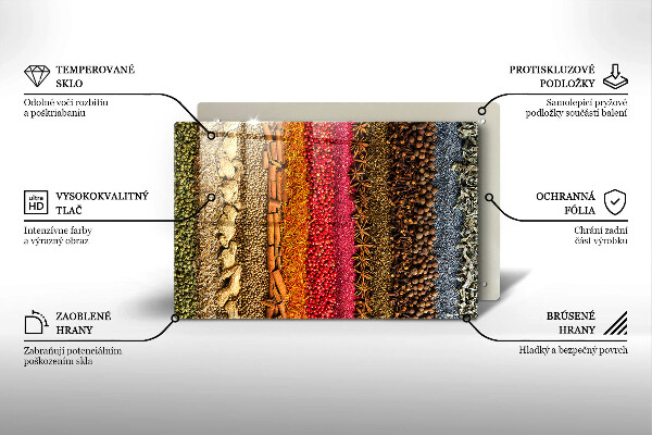 Tocător sticlă Condimente colorate