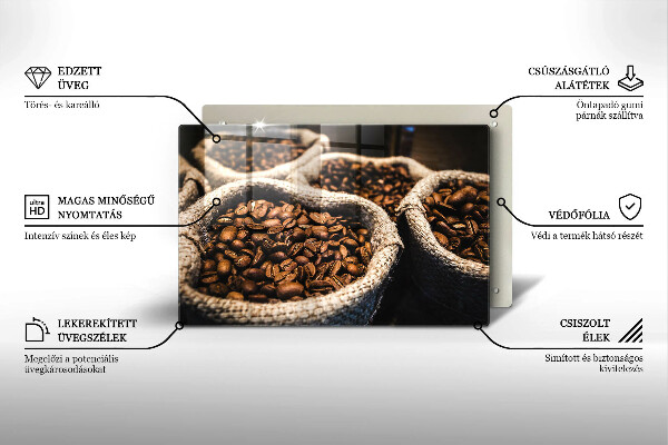 Tocător sticlă Pungi cu boabe de cafea