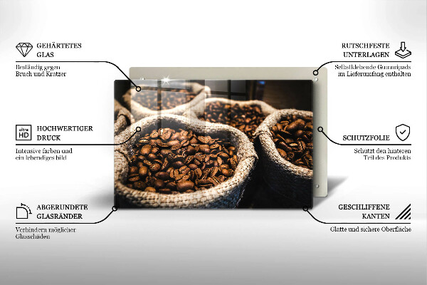 Tocător sticlă Pungi cu boabe de cafea