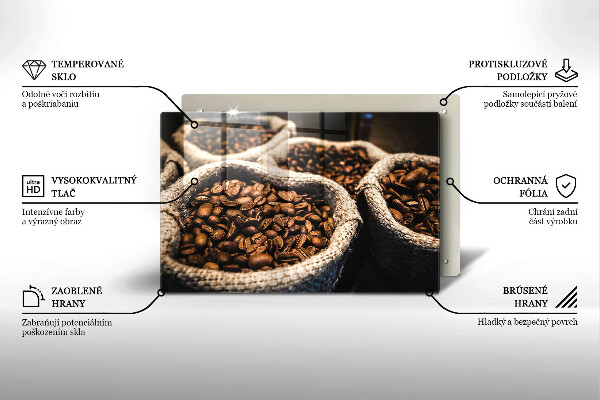 Tocător sticlă Pungi cu boabe de cafea