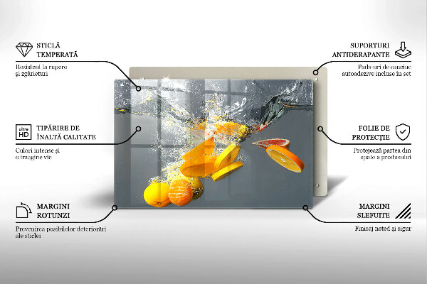 Tocător sticlă Lămâi în apă