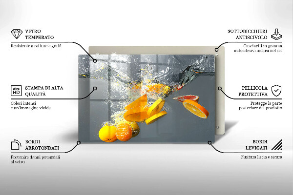 Tocător sticlă Lămâi în apă