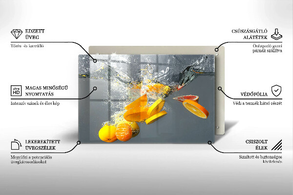 Tocător sticlă Lămâi în apă