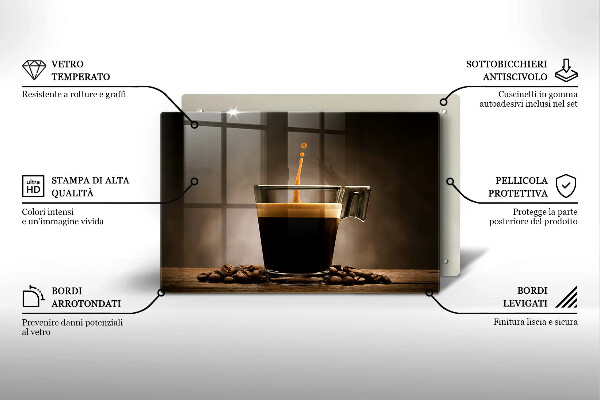 Tocător sticlă Sticlă și boabe de cafea
