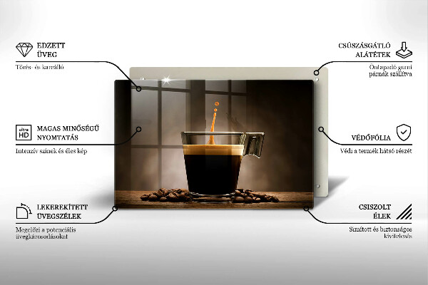 Tocător sticlă Sticlă și boabe de cafea