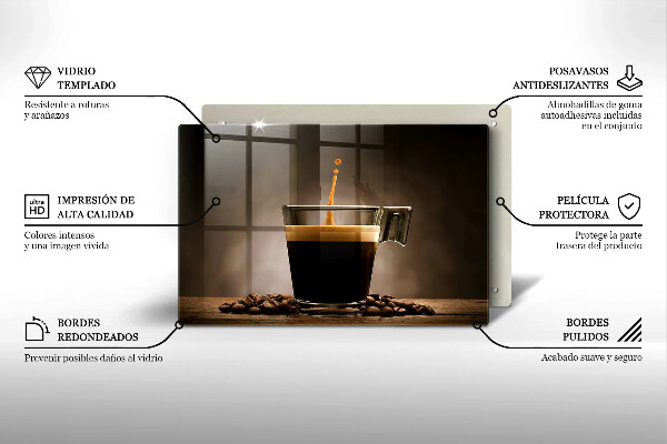 Tocător sticlă Sticlă și boabe de cafea