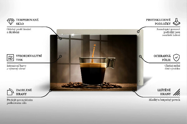 Tocător sticlă Sticlă și boabe de cafea