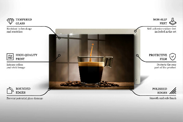 Tocător sticlă Sticlă și boabe de cafea