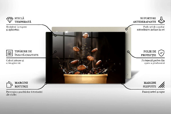 Tocător sticlă Boabe de cafea fierbinți