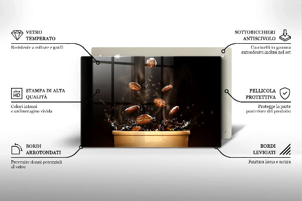Tocător sticlă Boabe de cafea fierbinți