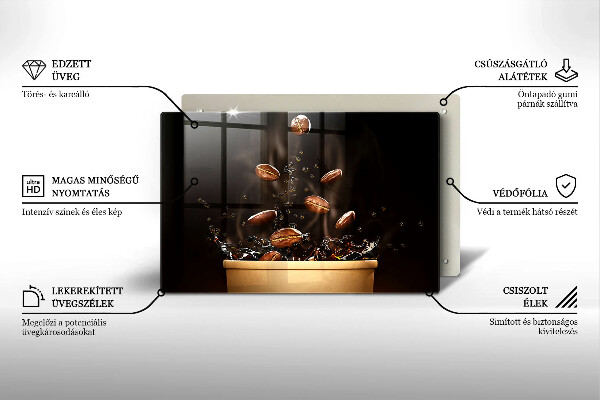 Tocător sticlă Boabe de cafea fierbinți