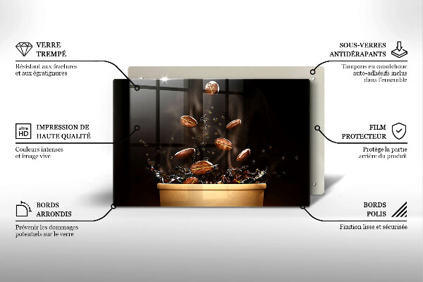 Tocător sticlă Boabe de cafea fierbinți