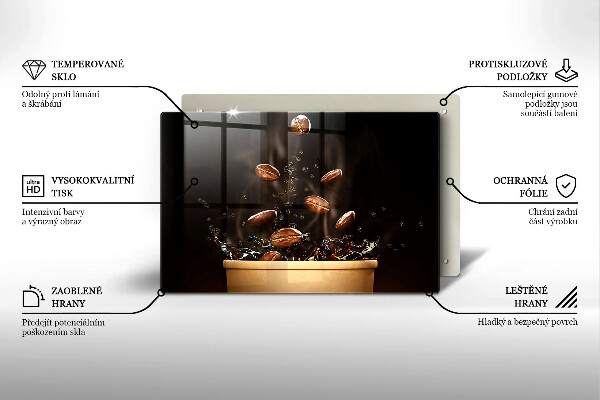 Tocător sticlă Boabe de cafea fierbinți