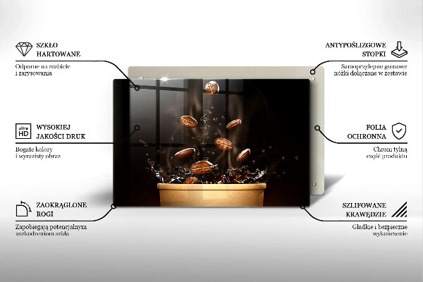 Tocător sticlă Boabe de cafea fierbinți