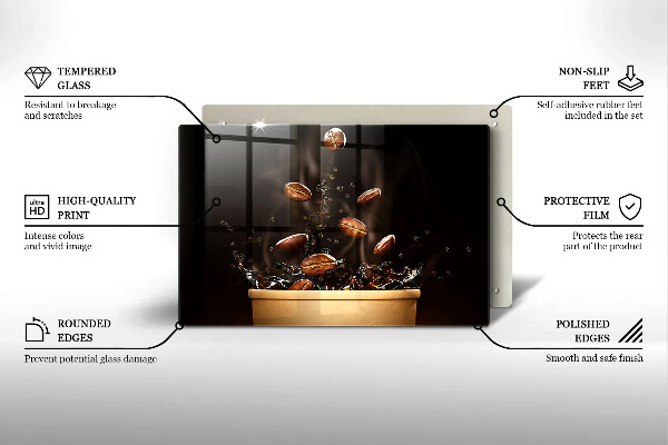 Tocător sticlă Boabe de cafea fierbinți