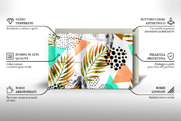 Tocător sticlă Model de frunze Boho