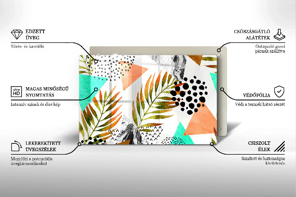 Tocător sticlă Model de frunze Boho