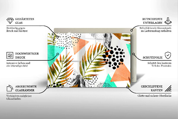 Tocător sticlă Model de frunze Boho