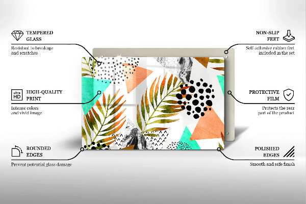 Tocător sticlă Model de frunze Boho