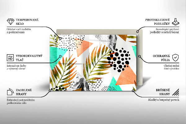 Tocător sticlă Model de frunze Boho