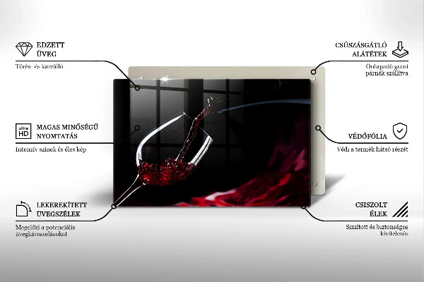 Tocător de bucătărie Un pahar de vin roșu