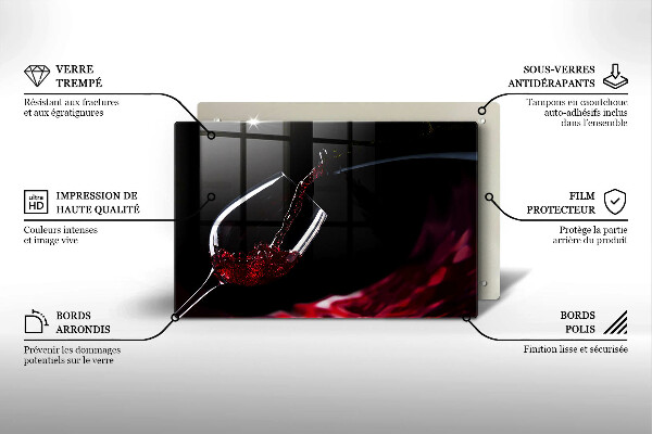 Tocător de bucătărie Un pahar de vin roșu