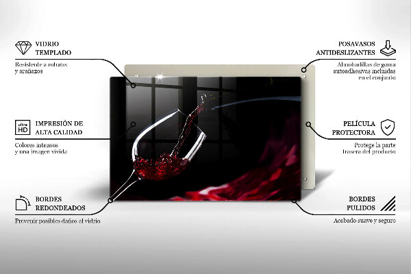 Tocător de bucătărie Un pahar de vin roșu